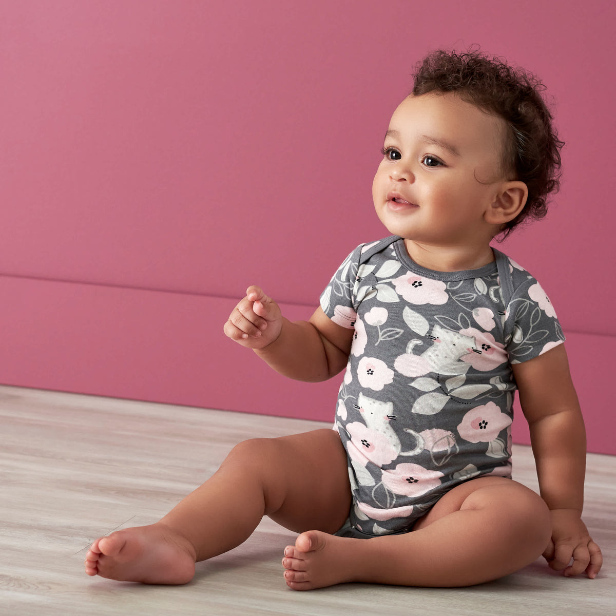3-Pack Baby Girls Floral Short Sleeve Onesies Bodysuits, view 2