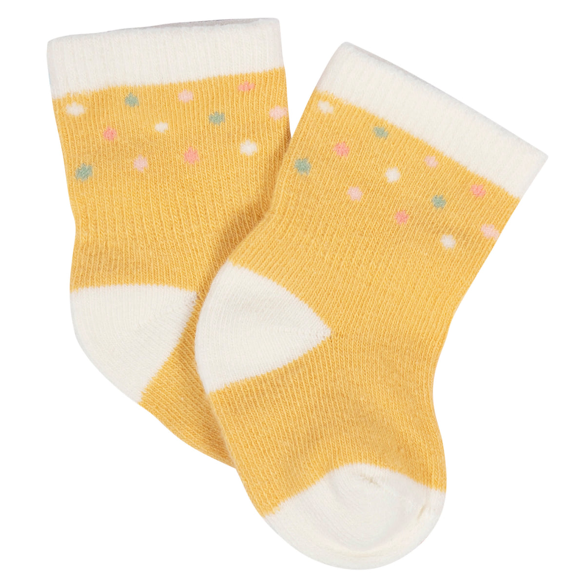 8-Pack Baby Girls Golden Floral Jersey Wiggle Proof Socks, view 9