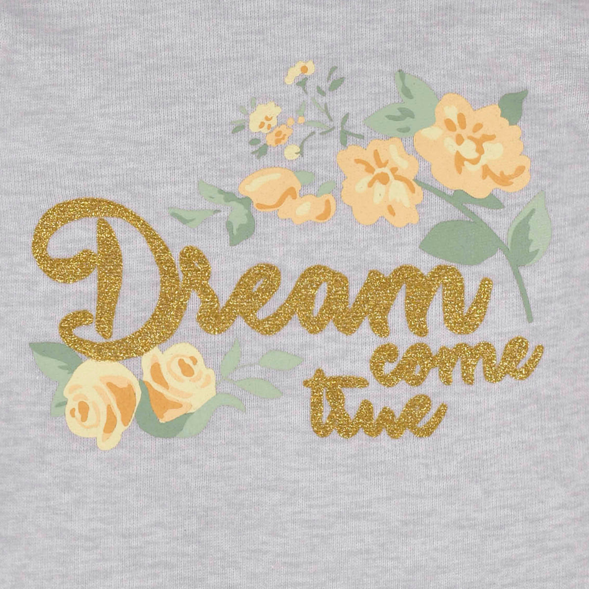 3-Pack Baby Girls Golden Flowers Long Sleeve Onesies Bodysuits, view 3