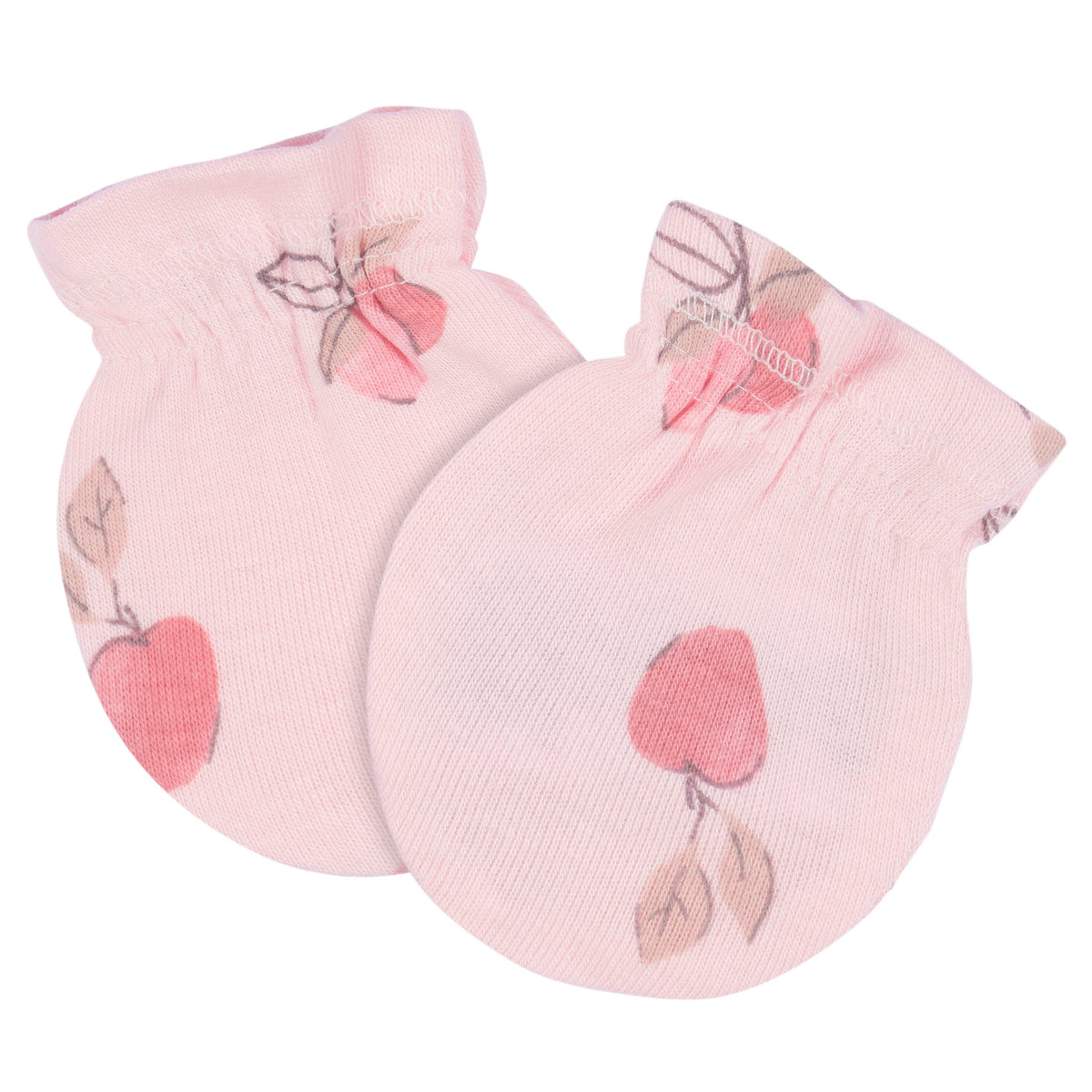 4-Piece Baby Girls Appley Sweet Cap & Mitten Set, view 3