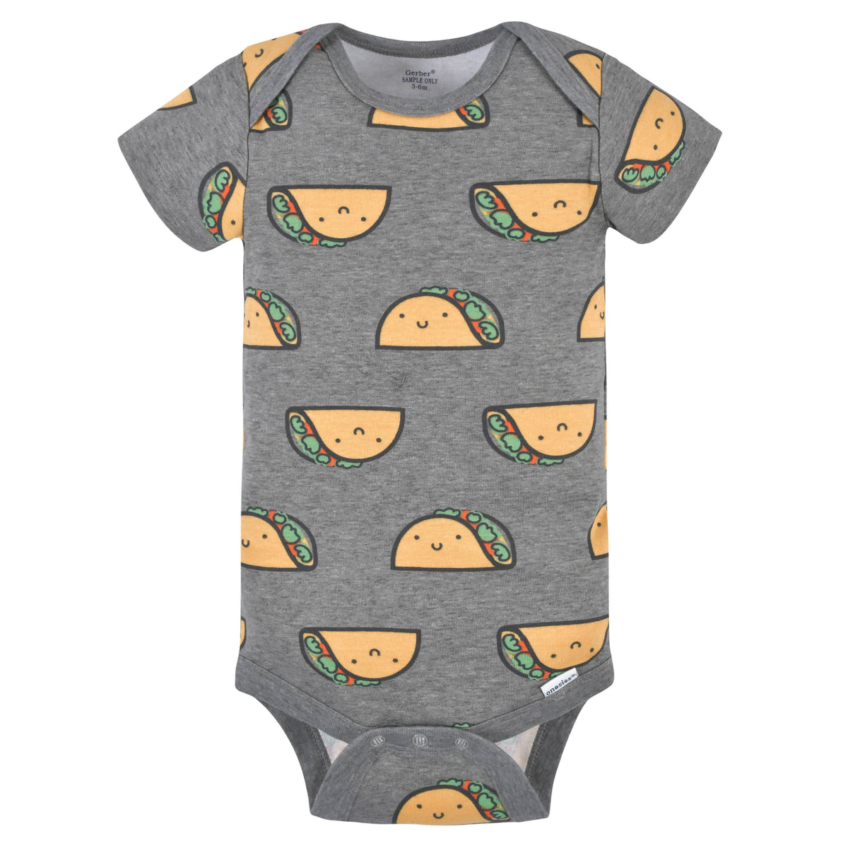 3-Pack Baby Neutral Taco Short Sleeve Onesies Bodysuits, view 2