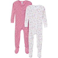 2-Pack Baby & Toddler Girls Dogs Snug-Fitting Footed Pajamas