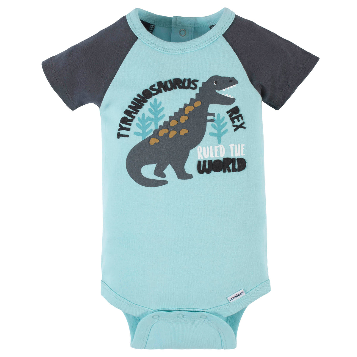 4-Pack Baby Boys Dino Blues Short Sleeve Onesies Bodysuits, view 2