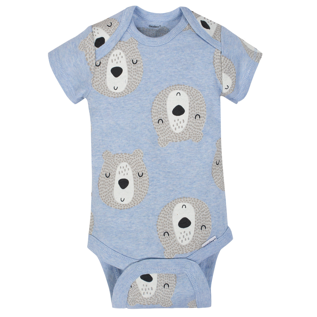 5-Pack Organic Baby Boys Bear Heads Onesies Bodysuits, view 2