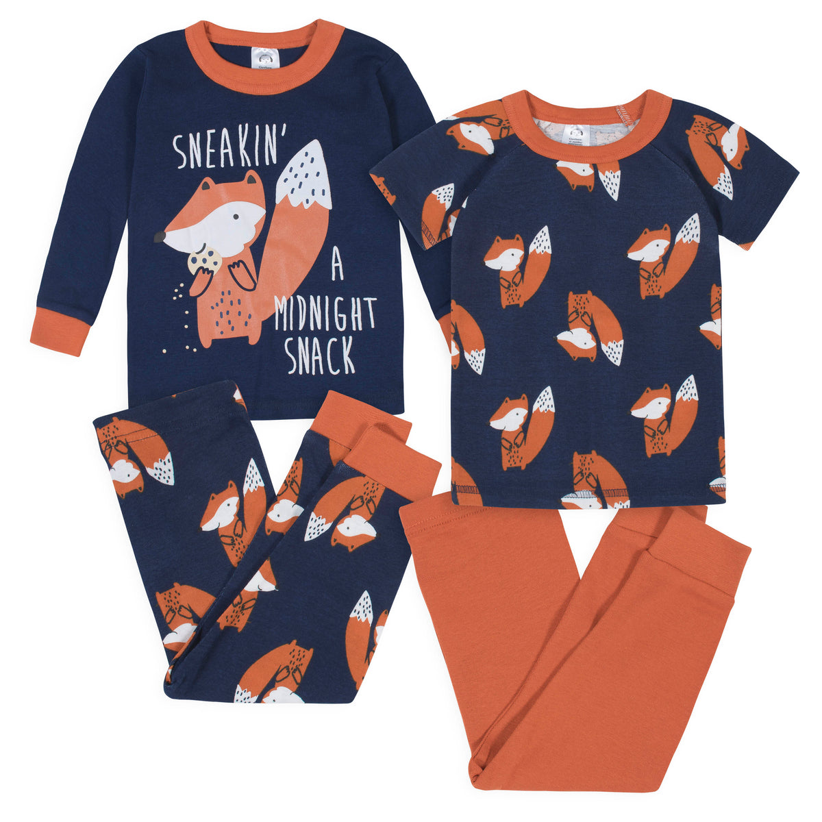 4-Piece Boys Fox Snug Fit Cotton Pajamas