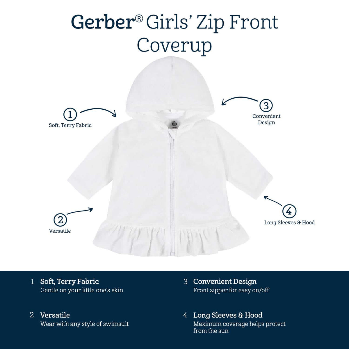 Baby & Toddler Girls Rainbow Hooded Zip Front Terry Coverup, view 10