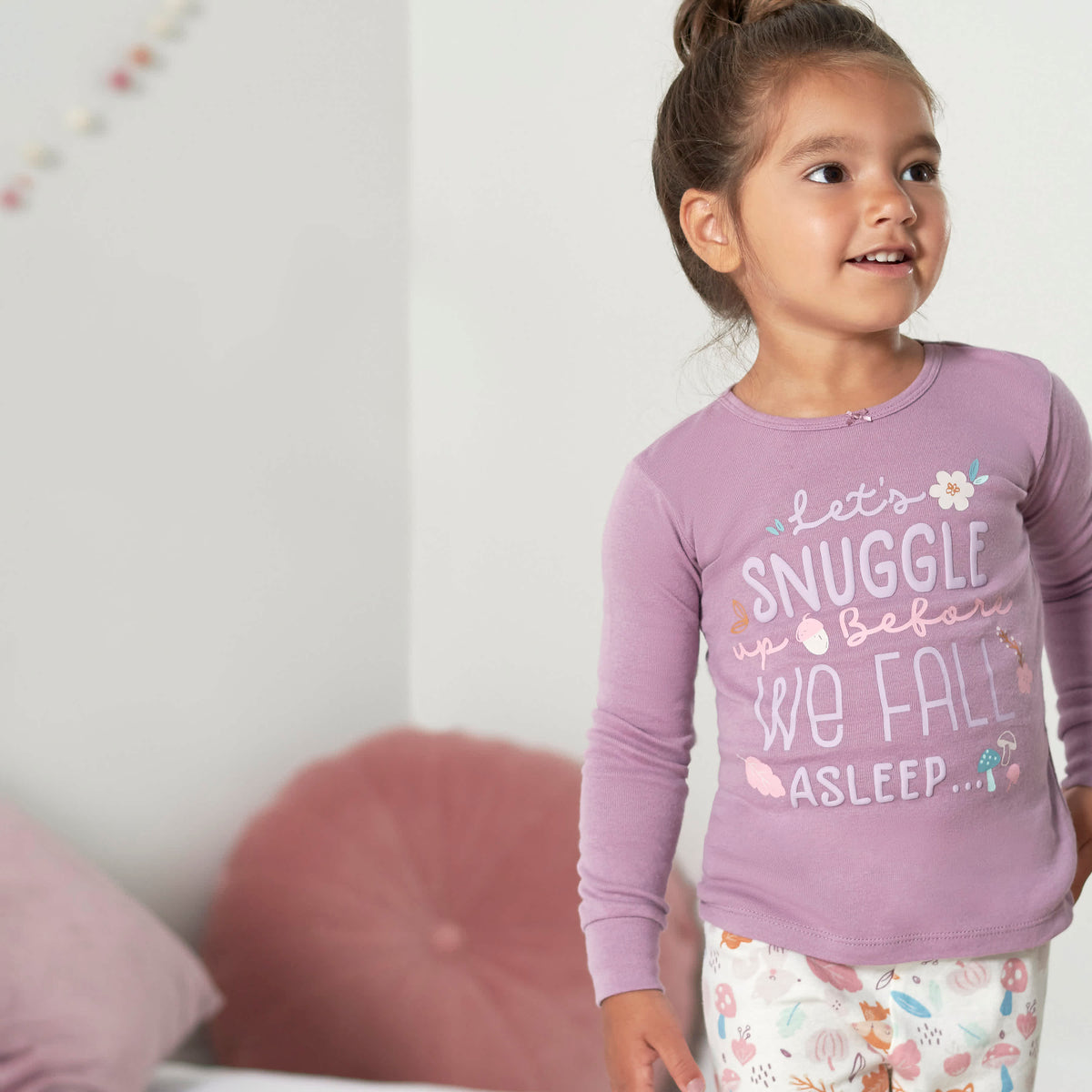 4-Piece Infant & Toddler Girls Purple Woodland Snug Fit Cotton Pajamas, view 2