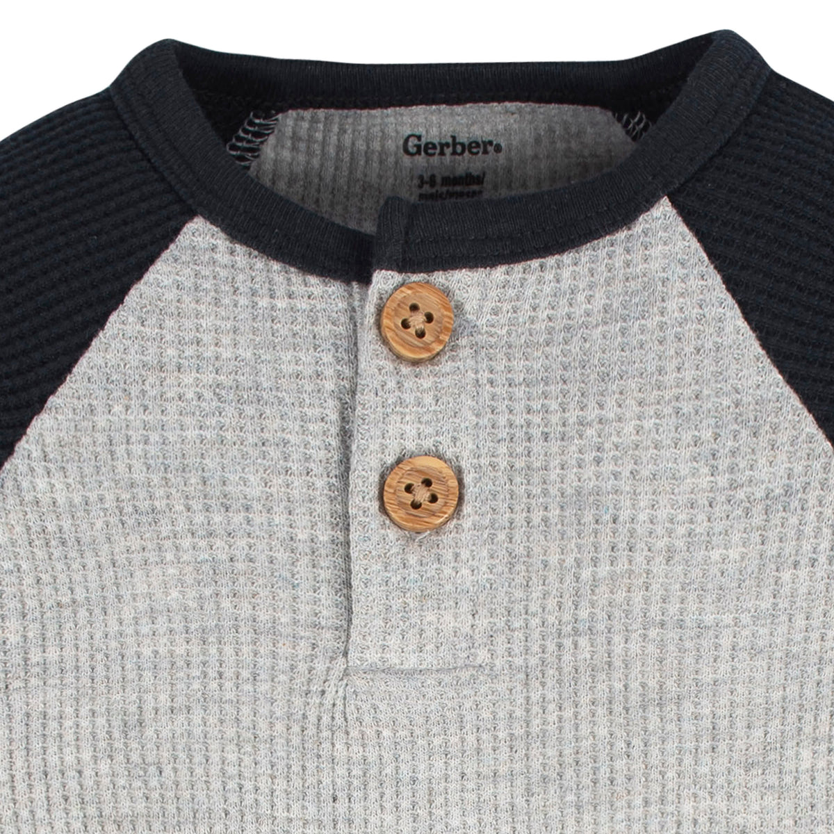 2-Pack Baby Boys Red & Heather Gray Long Sleeve Henley Onesies Bodysuits, view 4