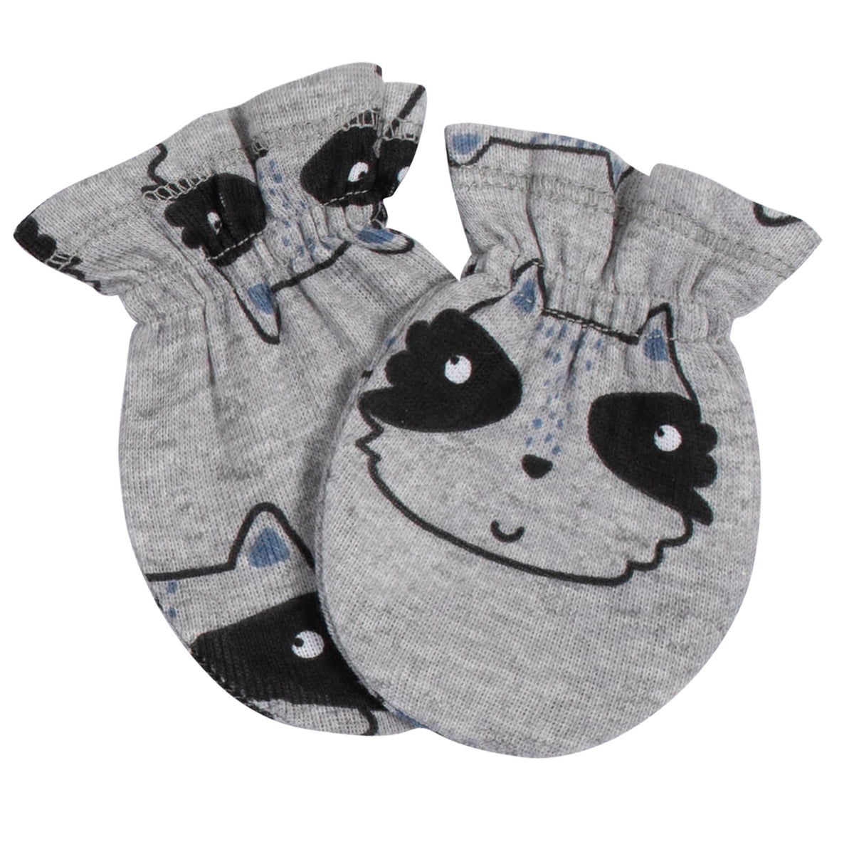 3-Pack Baby Boys Raccon No Scratch Mittens, view 2