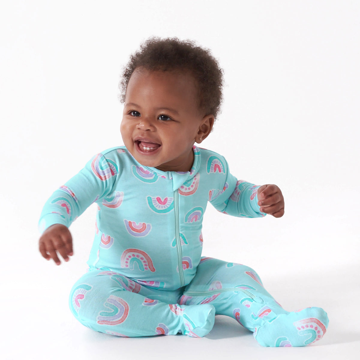 Baby & Toddler Rainbow Sky Buttery Soft Viscose Made from Eucalyptus Snug Fit Footed Pajamas, view 1