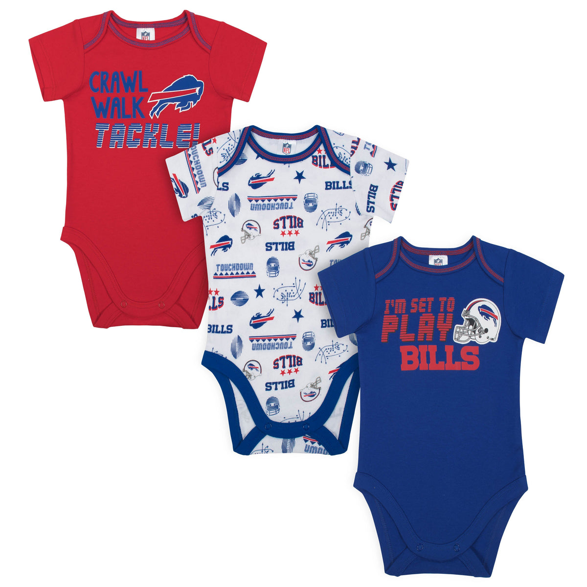 3-Pack Buffalo Bills Short Sleeve Bodysuits