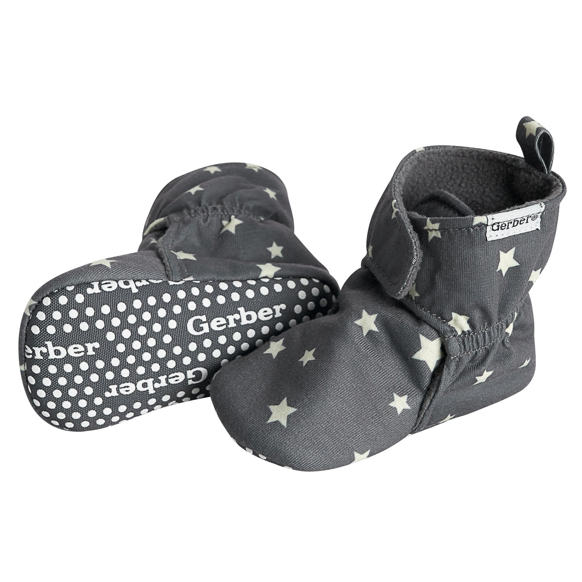 Baby Neutral Gray Stars Soft Booties, view 4