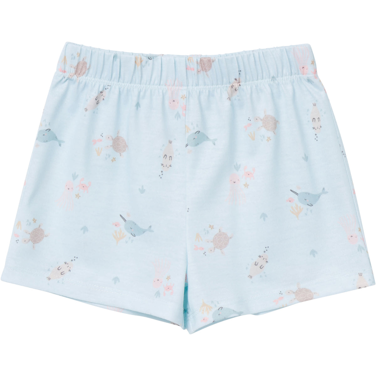 2-Piece Infant & Toddler Girls Sea Button Up Pajama Shorts Set, view 4