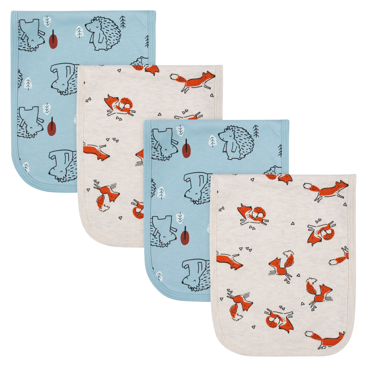 4-Pack Baby Boys Fox Burp Cloths