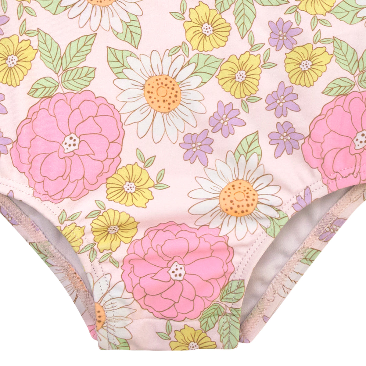 Baby Girls Retro Floral Swimsuit, view 7