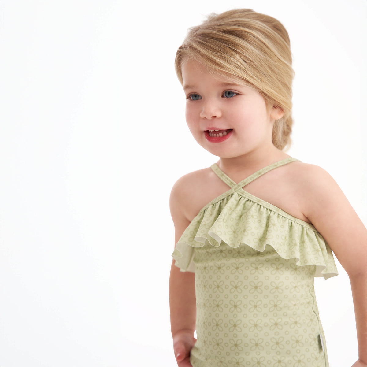 Toddler Girls Eyelet Floral Swimsuit, view 3