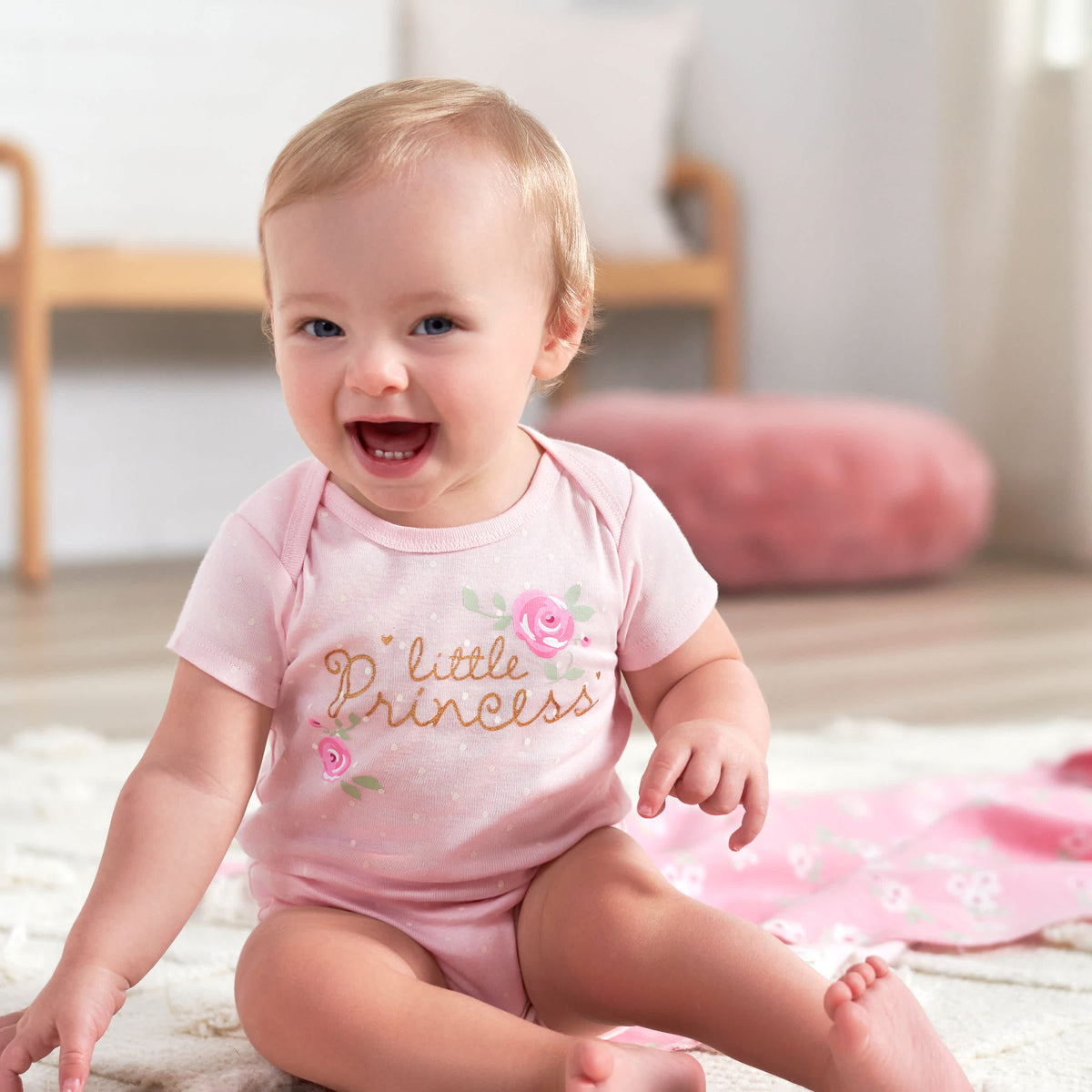 4-Pack Baby Girls Floral Flannel Receiving Blankets, view 2