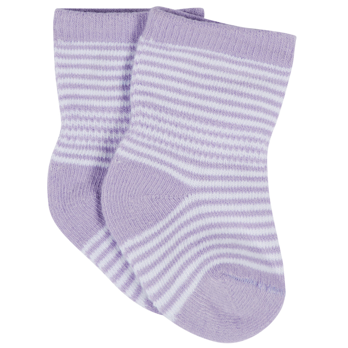 12-Pack Baby & Toddler Girls Rainbow Floral Jersey Crew Wiggle Proof Socks, view 10