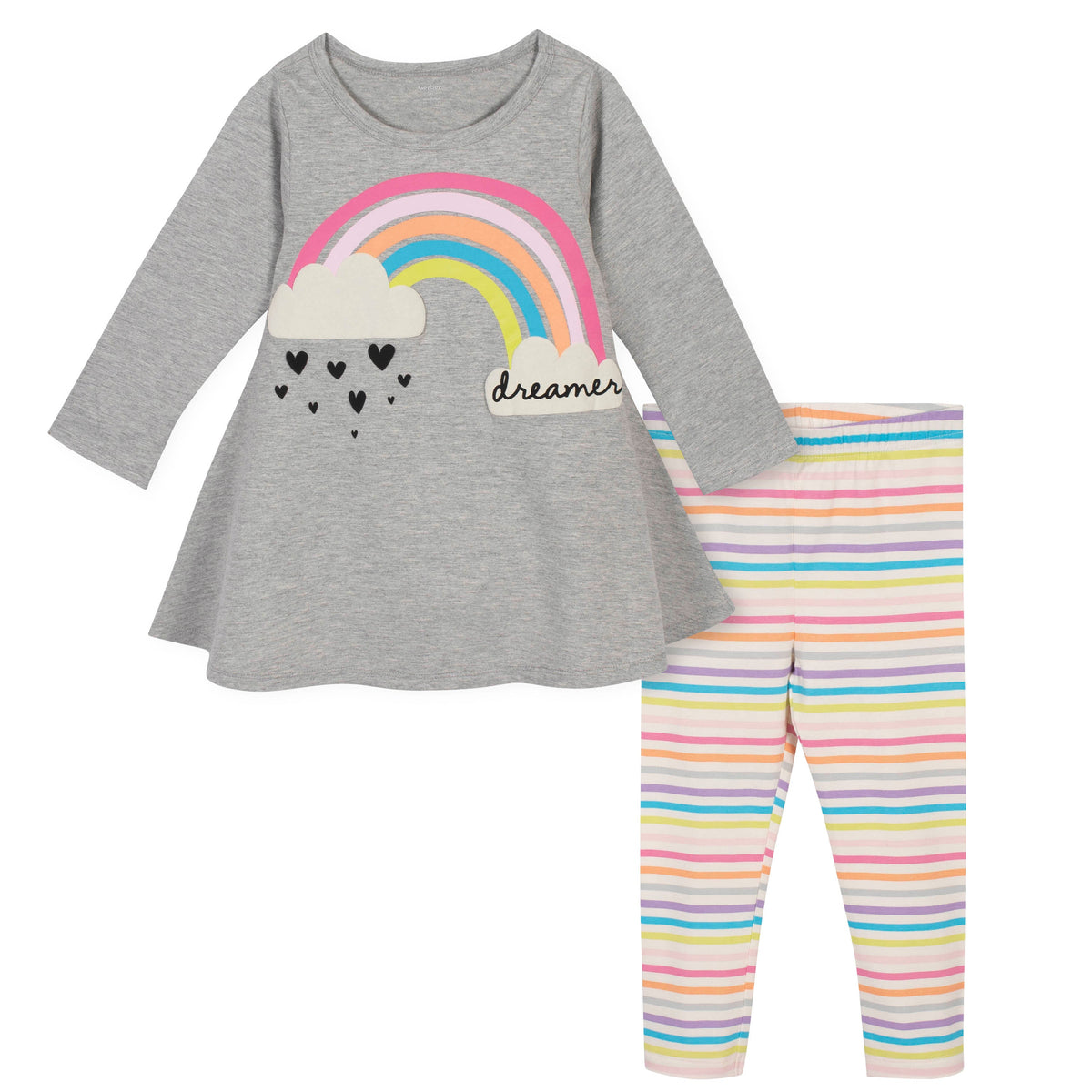 2-Piece Toddler Girls Rainbow Dress and Legging Set