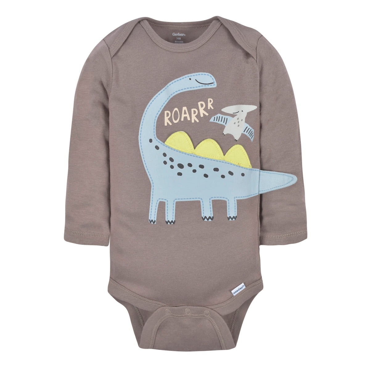 3-Pack Baby Boys Dino Long Sleeve Onesies Bodysuits, view 5