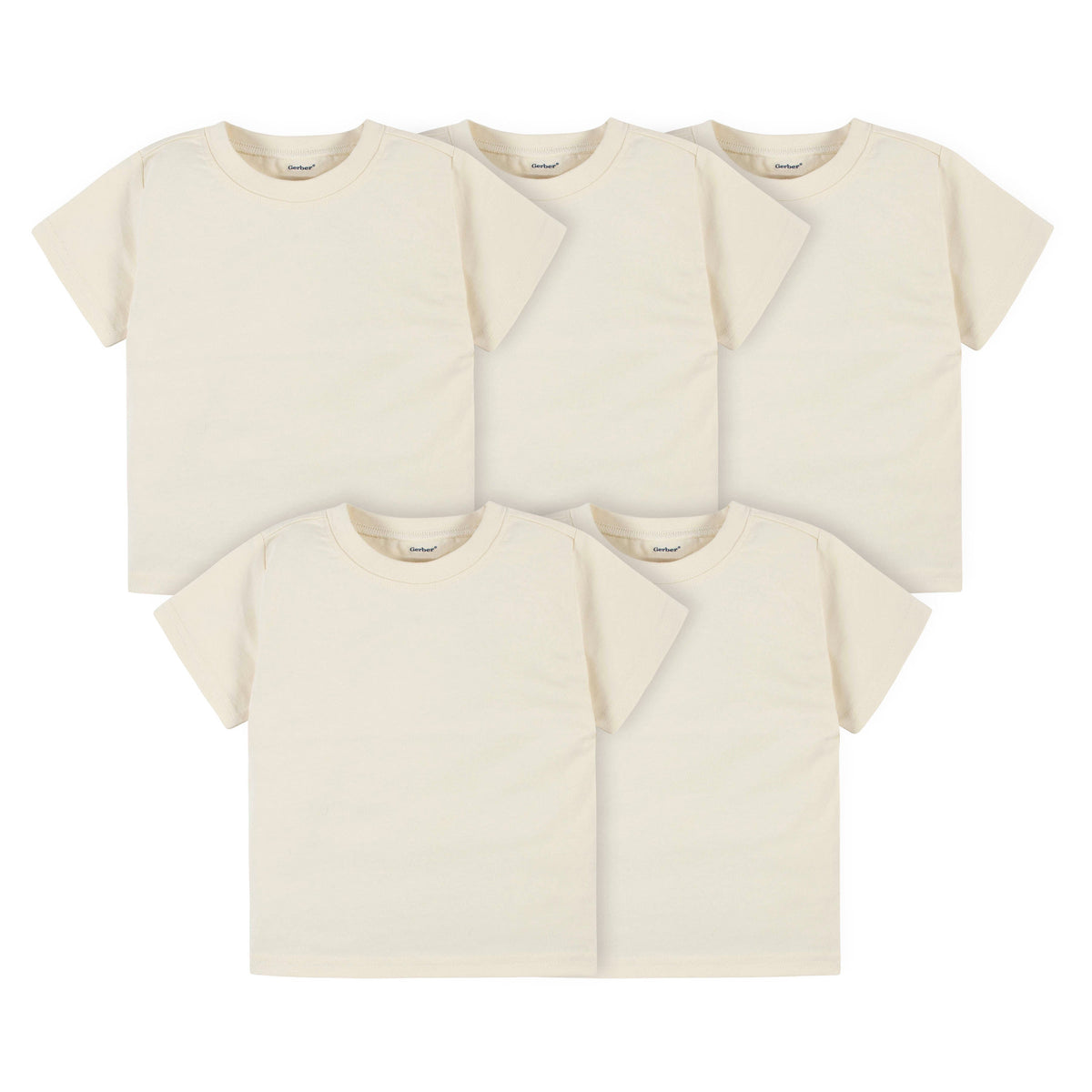 5-Pack Natural Short Sleeve Premium Tees