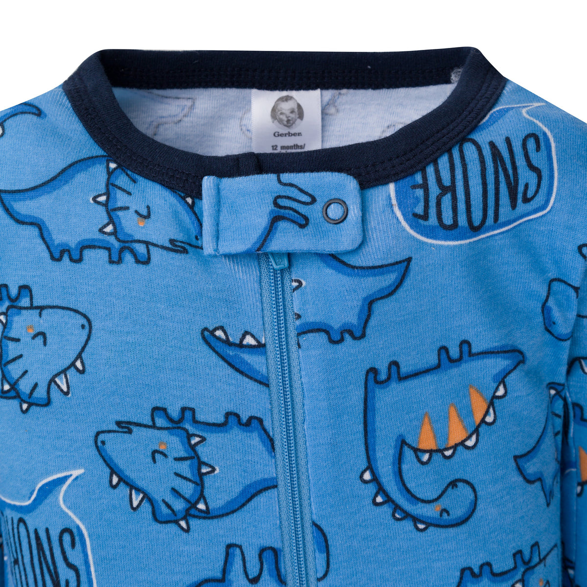 2-Pack Boys Dino Snug Fit Footed Cotton Pajamas, view 2
