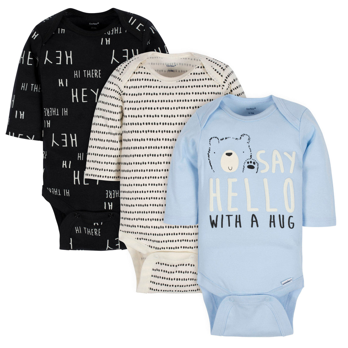 3-Pack Baby Boys Bear Long Sleeve Onesies Bodysuits