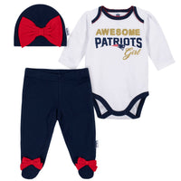 3-Piece New England Patriots Bodysuit, Pant, and Cap Set