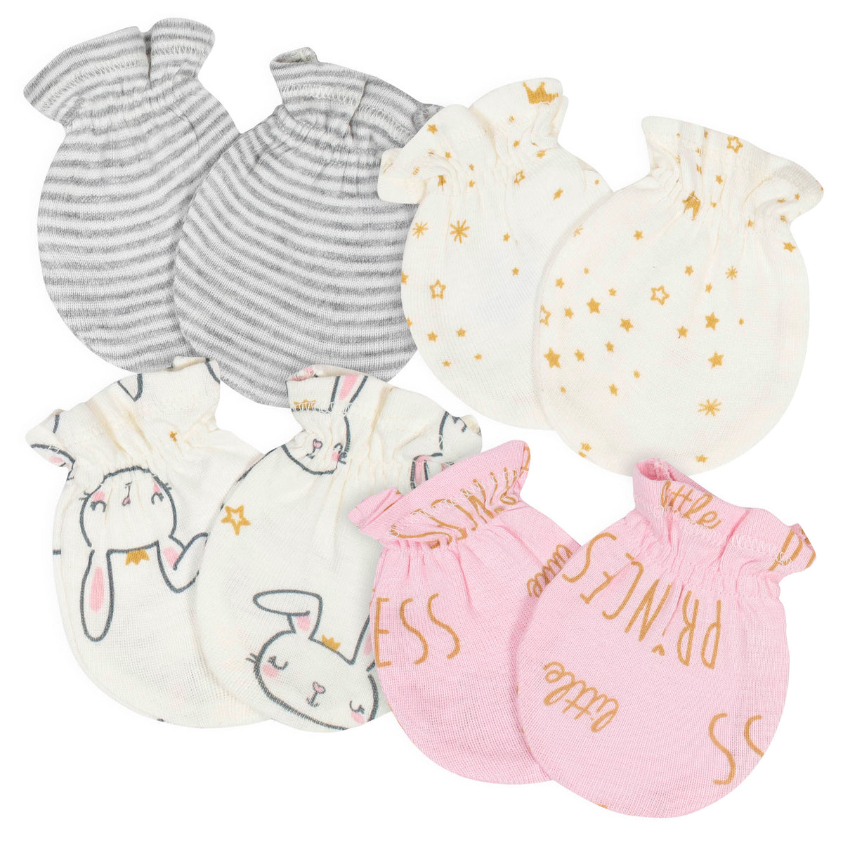4-Pack Baby Girls Princess No Scratch Mittens Set