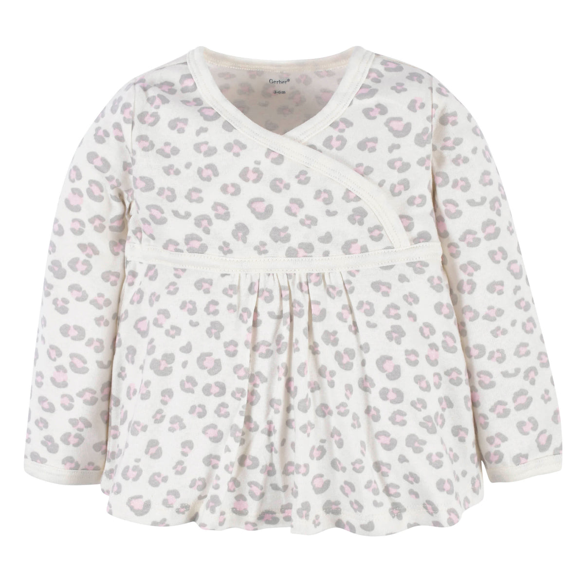 3-Piece Baby Girls Leopard Long Sleeve Shirt, Footed Pant, & Cap Set, view 5