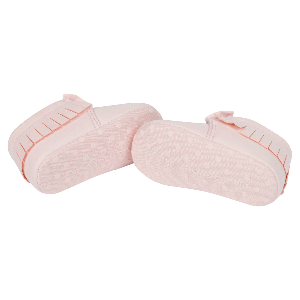 Baby Girls Pink Fringe Faux Suede Shoes, view 4