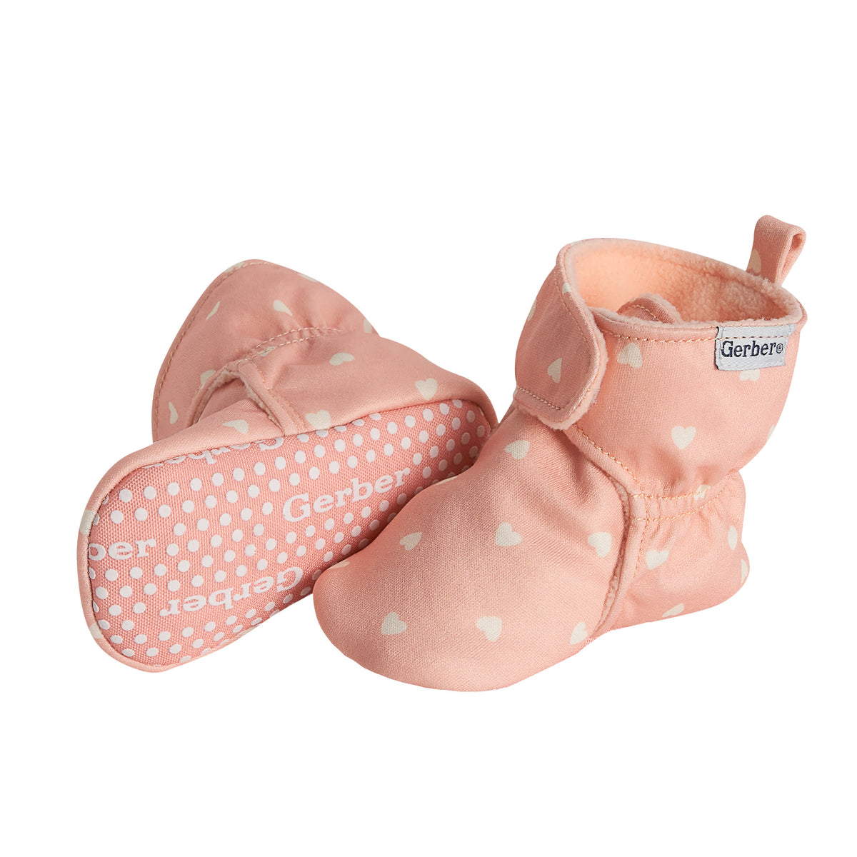Baby Girls Pink Hearts Soft Booties, view 5