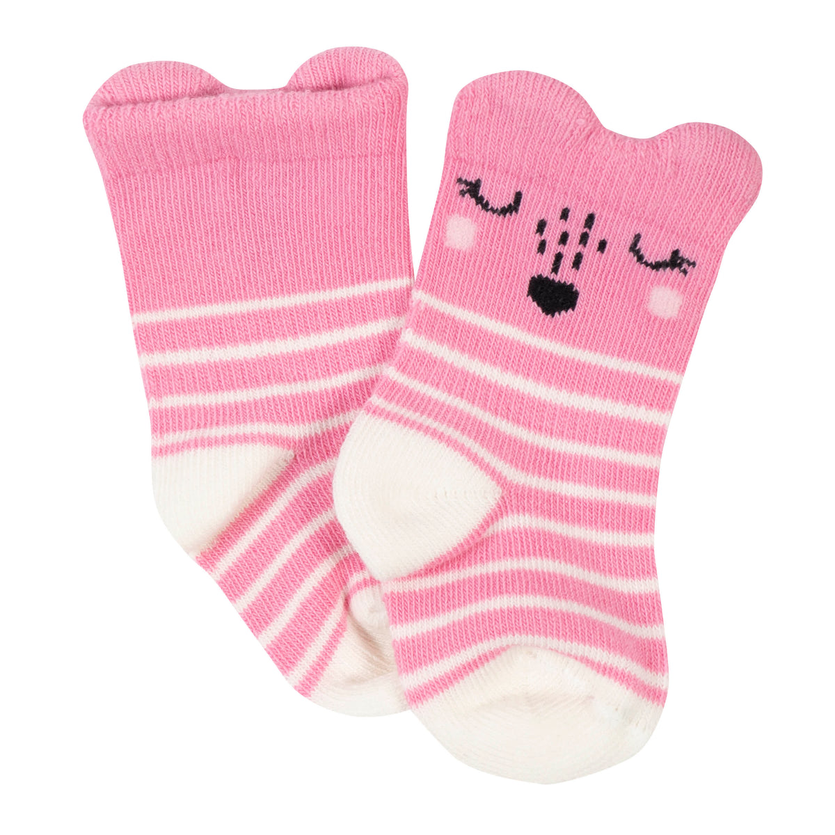 6-Pack Baby Girls Fox Wiggle Proof Socks, view 2
