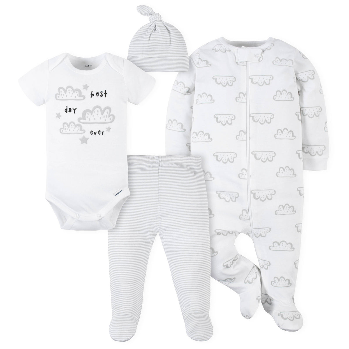 4-Piece Baby Neutral Best Day Ever Outfit Set