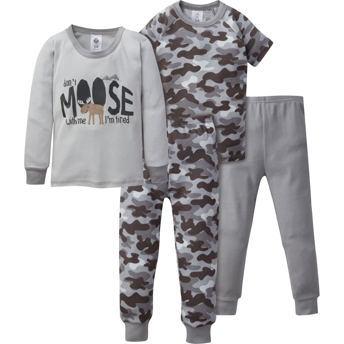 4-Piece Boys Camo Snug Fit Cotton Pajamas
