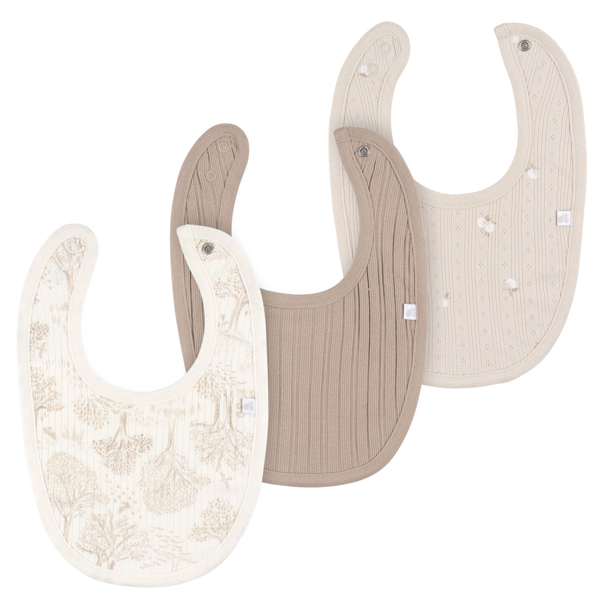 3-Piece Baby Neutral Tan/Ivory Bandana Set, view 2