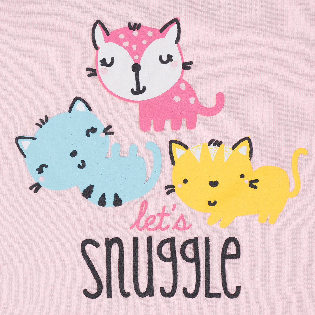 4-Piece Girls Cats Snug Fit Cotton Pajamas, view 3