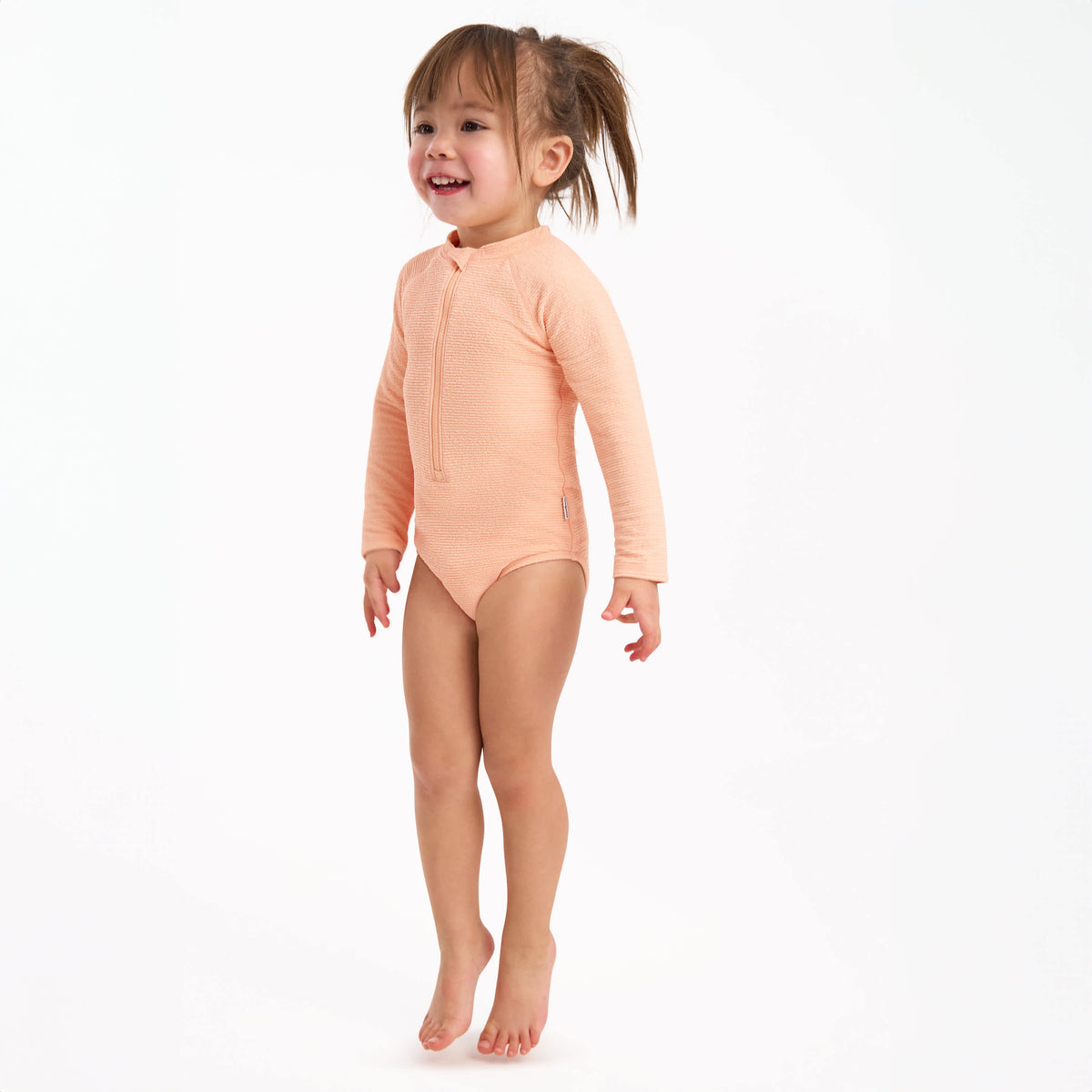 Toddler Girls Peach Rashguard, view 3