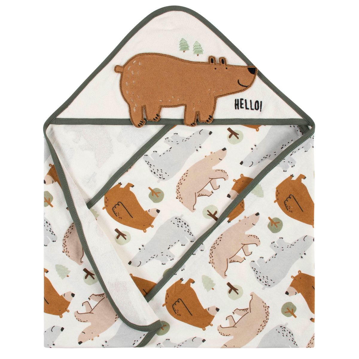 4-Piece Boys Bear Hooded Towel and Washcloths Set, view 2