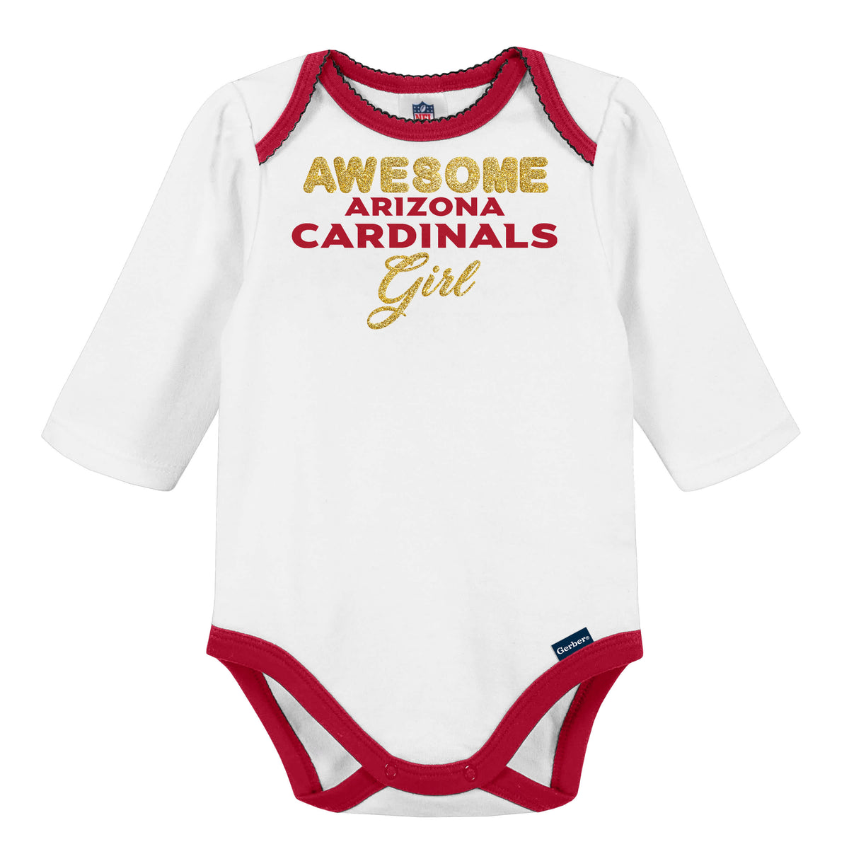 3-Piece Baby Girls Cardinals Bodysuit, Footed Pant, & Cap Set, view 3