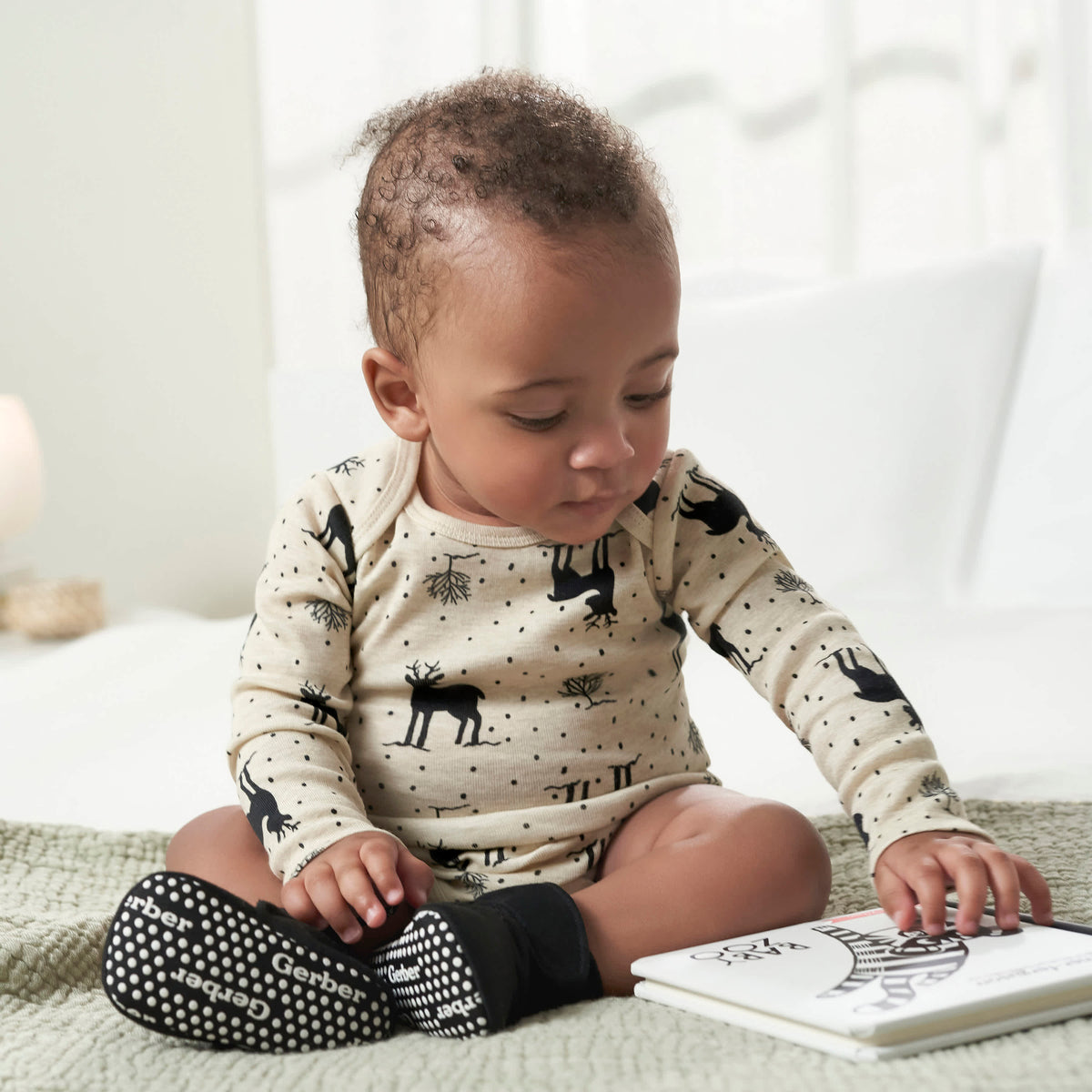 Baby Neutral Black Soft Booties, view 3