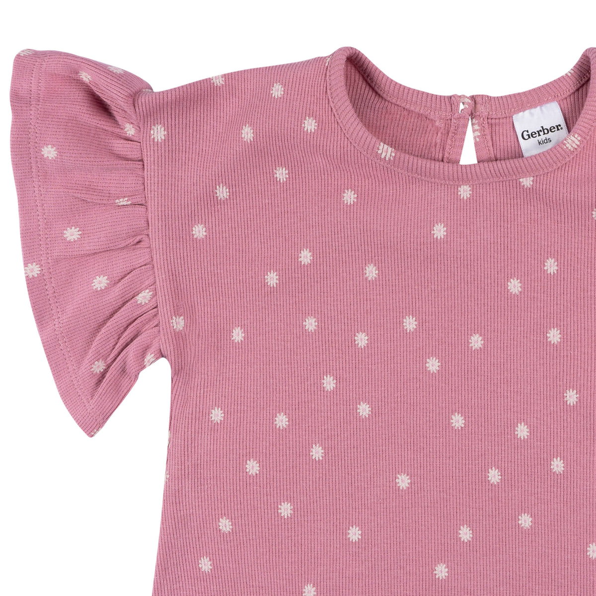 2-Piece Infant & Toddler Girls Pink Flower Shirt and Shorts Set, view 3