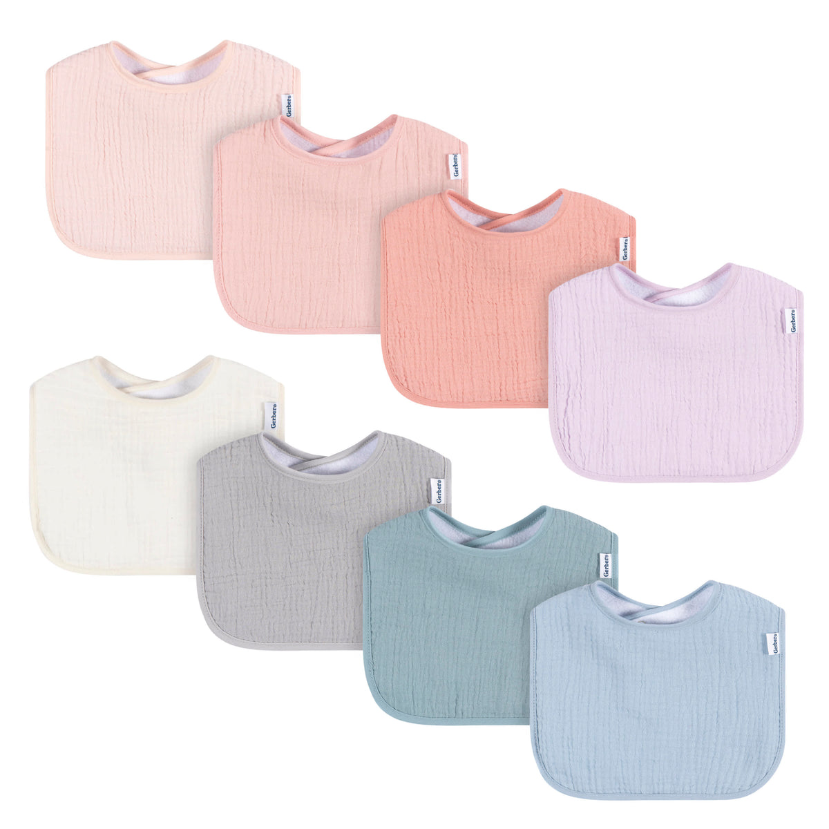 8-Pack Baby Girls Multi Drooling Bibs