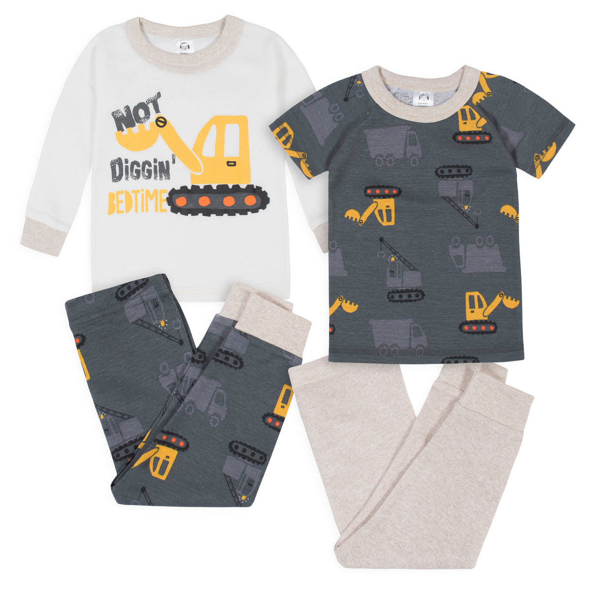 4-Piece Boys Dump Truck Snug Fit Cotton Pajamas