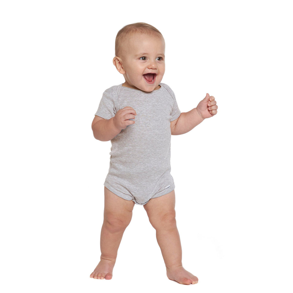 Short Sleeve Gray Onesies Bodysuit, view 2