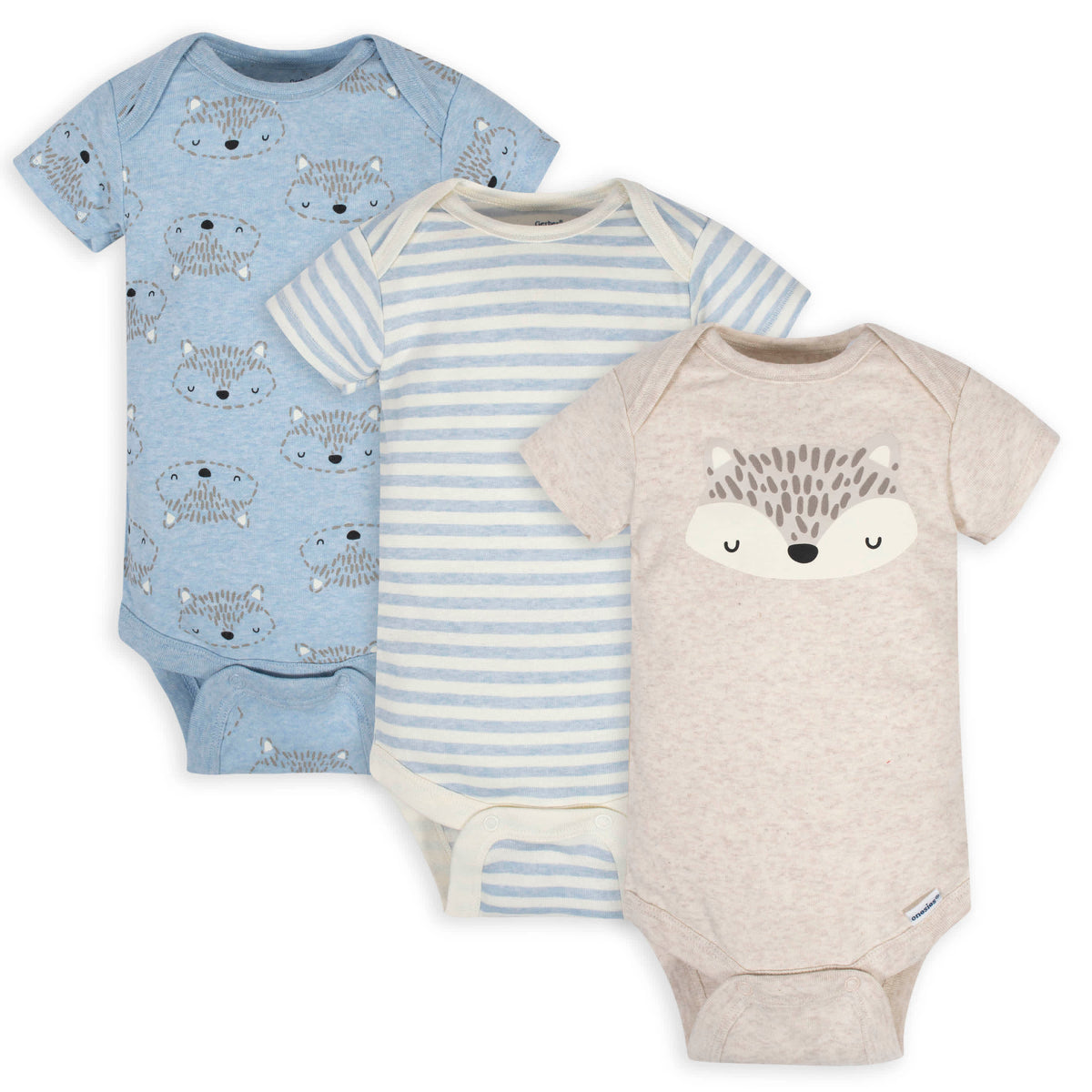 3-Pack Baby Boys Fox Short Sleeve Onesies Bodysuits