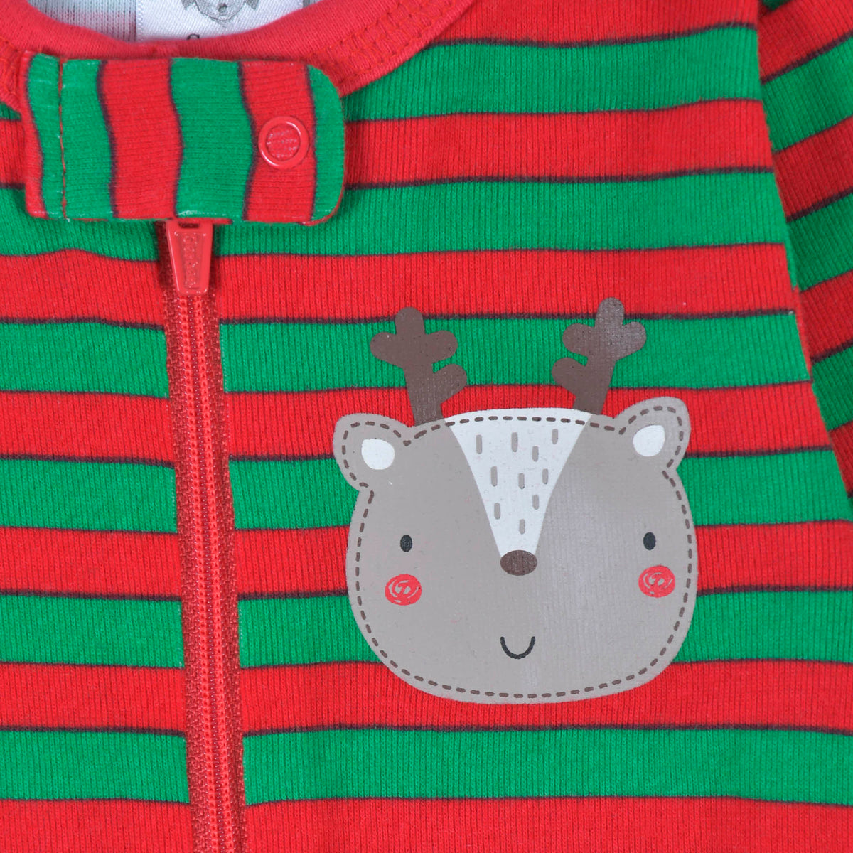 Baby Reindeer Snug Fit Footed Cotton Pajamas, view 2