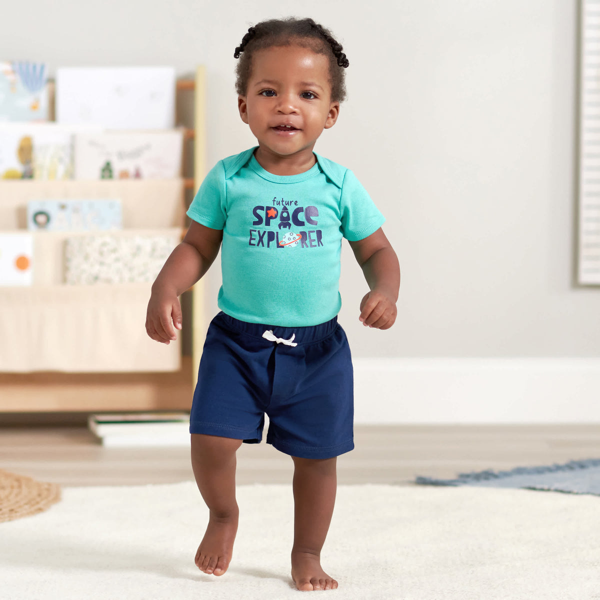 4-Piece Baby Boys Future Space Explorer Onesies Bodysuit, Tee, Shorts & Pant Set, view 3