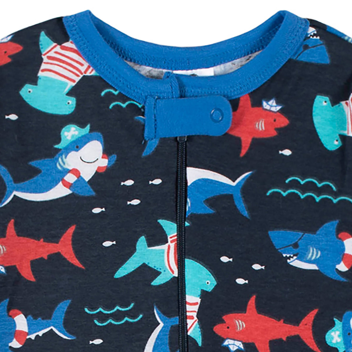 2-Pack Baby & Toddler Boys Shark Zone Snug Fit Footed Cotton Pajamas, view 7