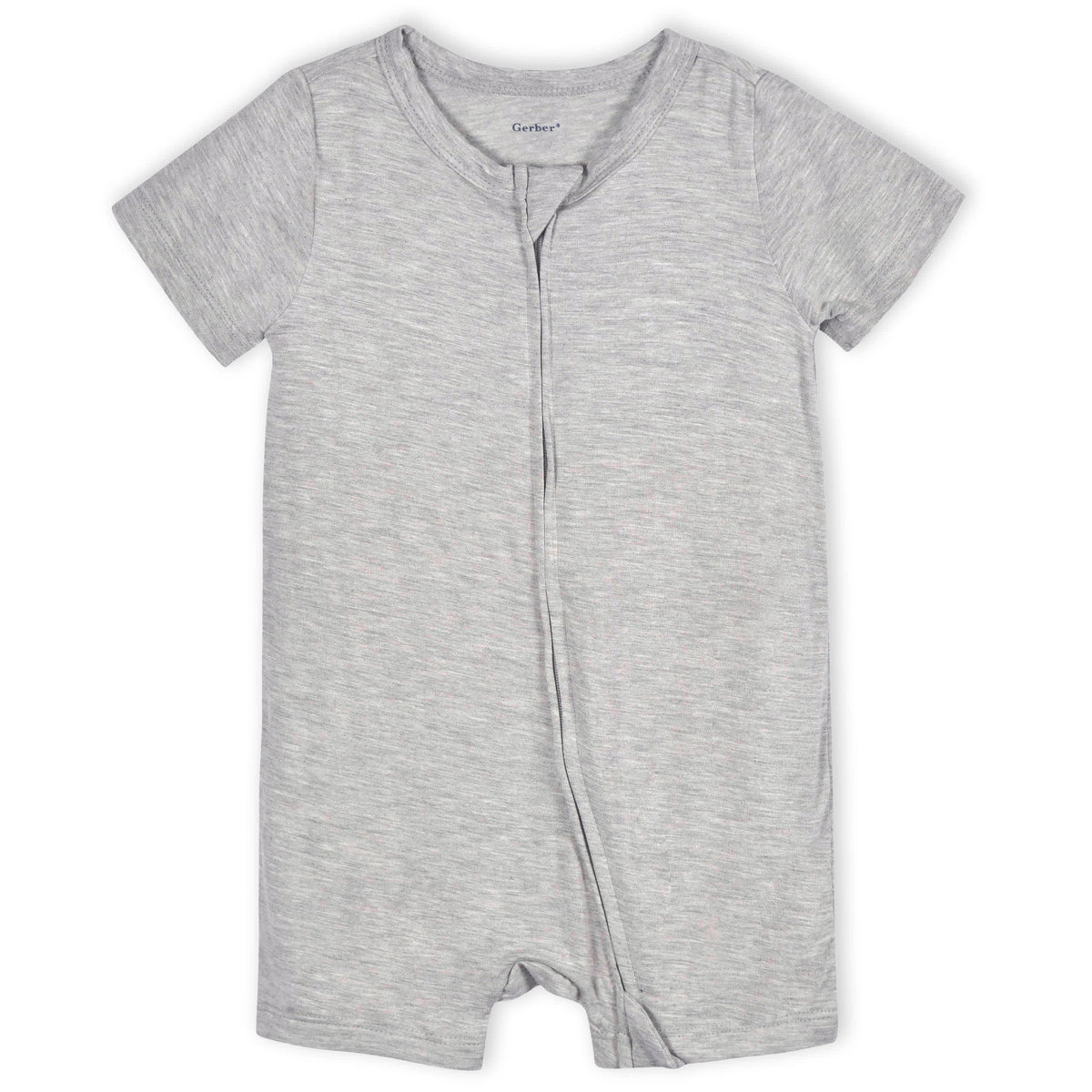 Baby Glacier Gray Buttery Soft Viscose Made from Eucalyptus Snug Fit Romper, view 2